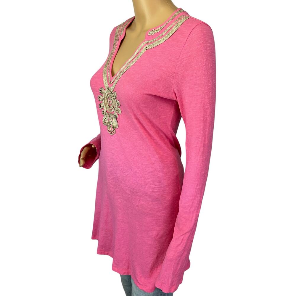 Lilly Pulitzer Emerson Tunic Top Hotty Pink Size S - Picture 4 of 10
